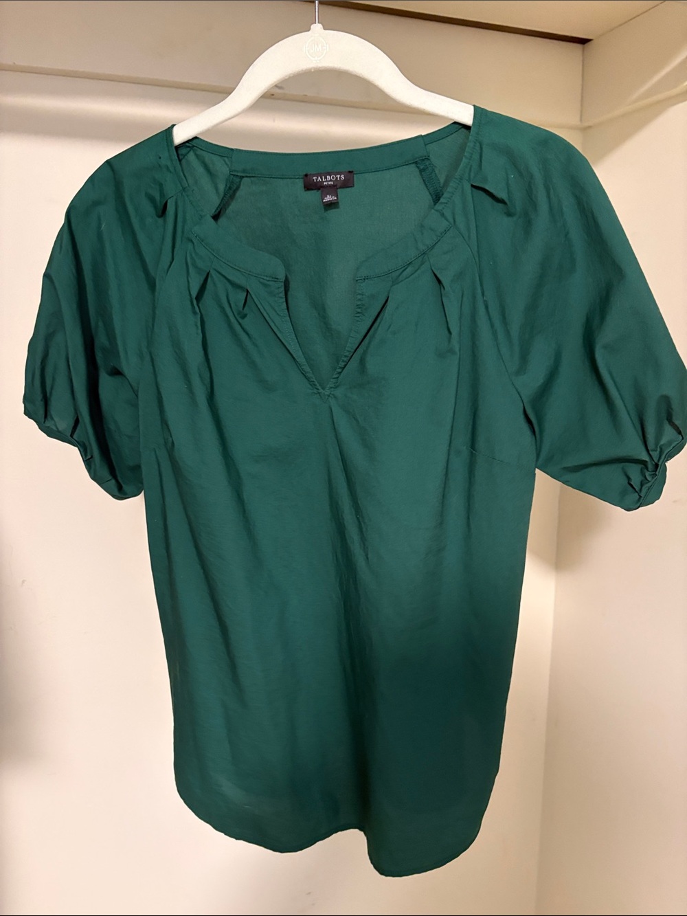 Talbots Deep Green Short-Sleeve V-Neck Blouse